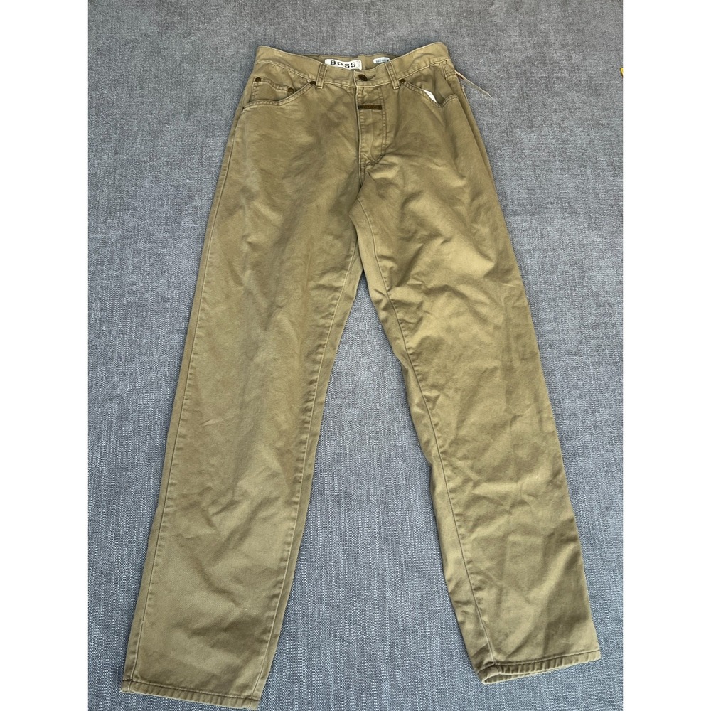 Vtg 90s BOSS Jeans Mens 30x31 Khaki Olive Green Baggy Loose Skater Made in USA